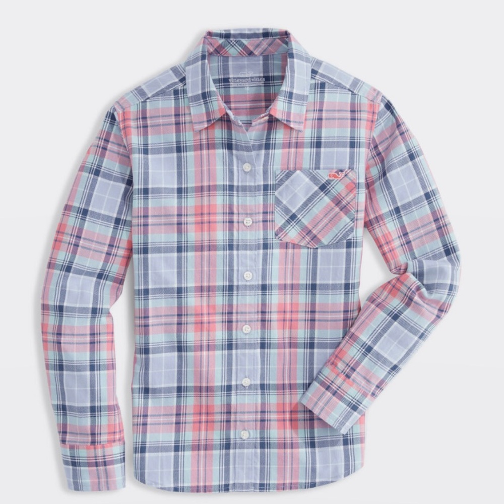 NWT Vineyard Vines Girl’s Flannel Long Sleeve (14)